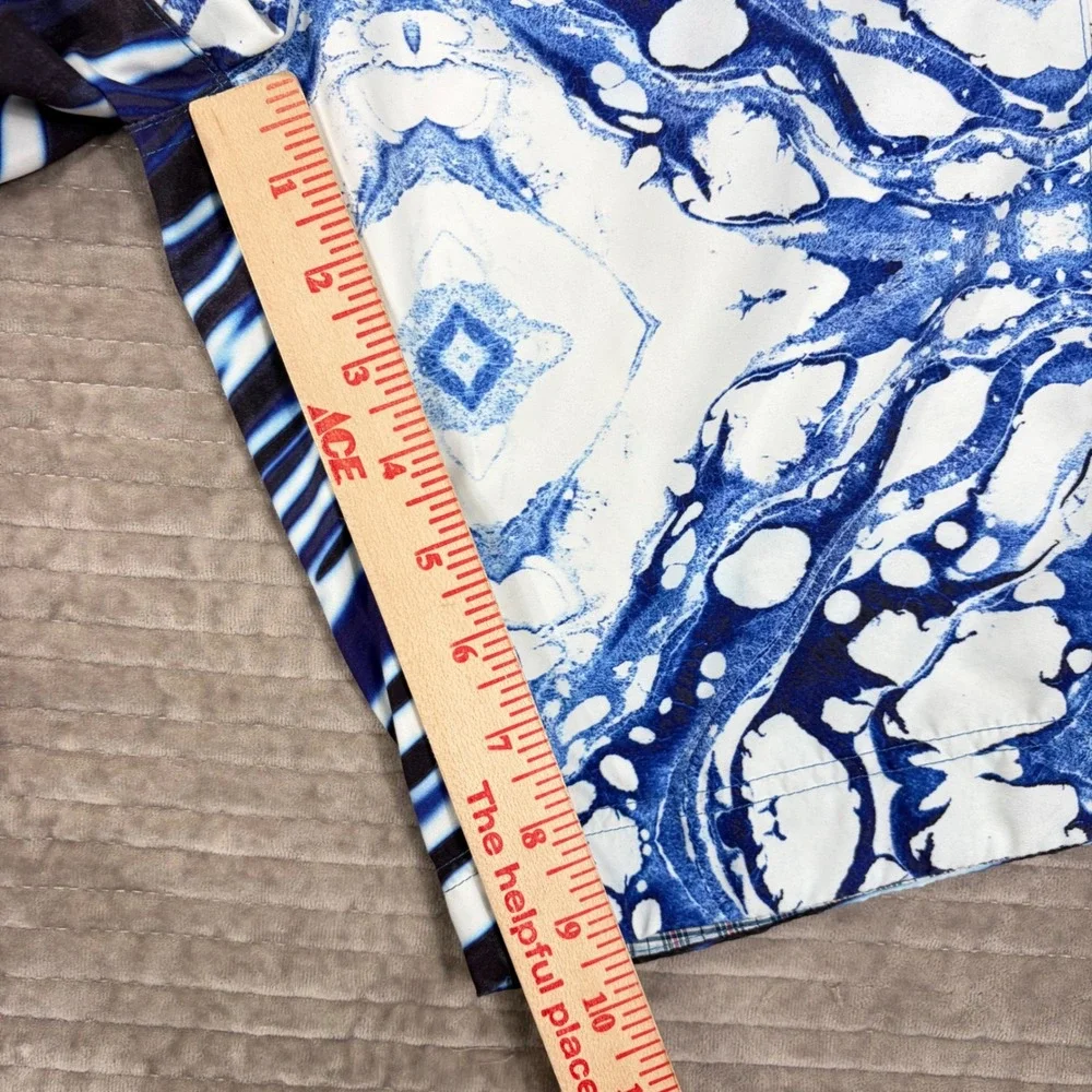 Robert Graham Mens Blue Marble Floral Board Shorts Swim Trunks Classic Fit 36